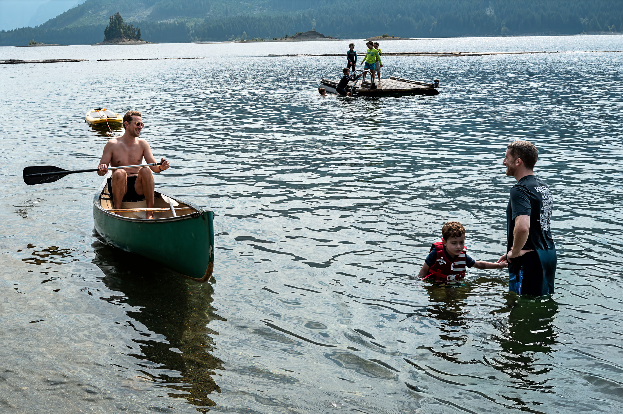 Dads and kids on the water