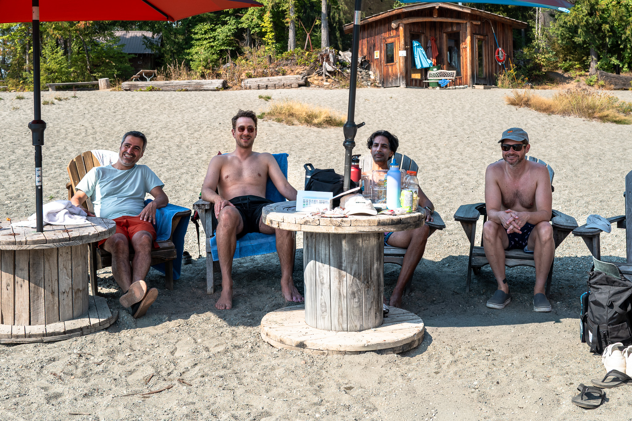 Dads chilling on beach
